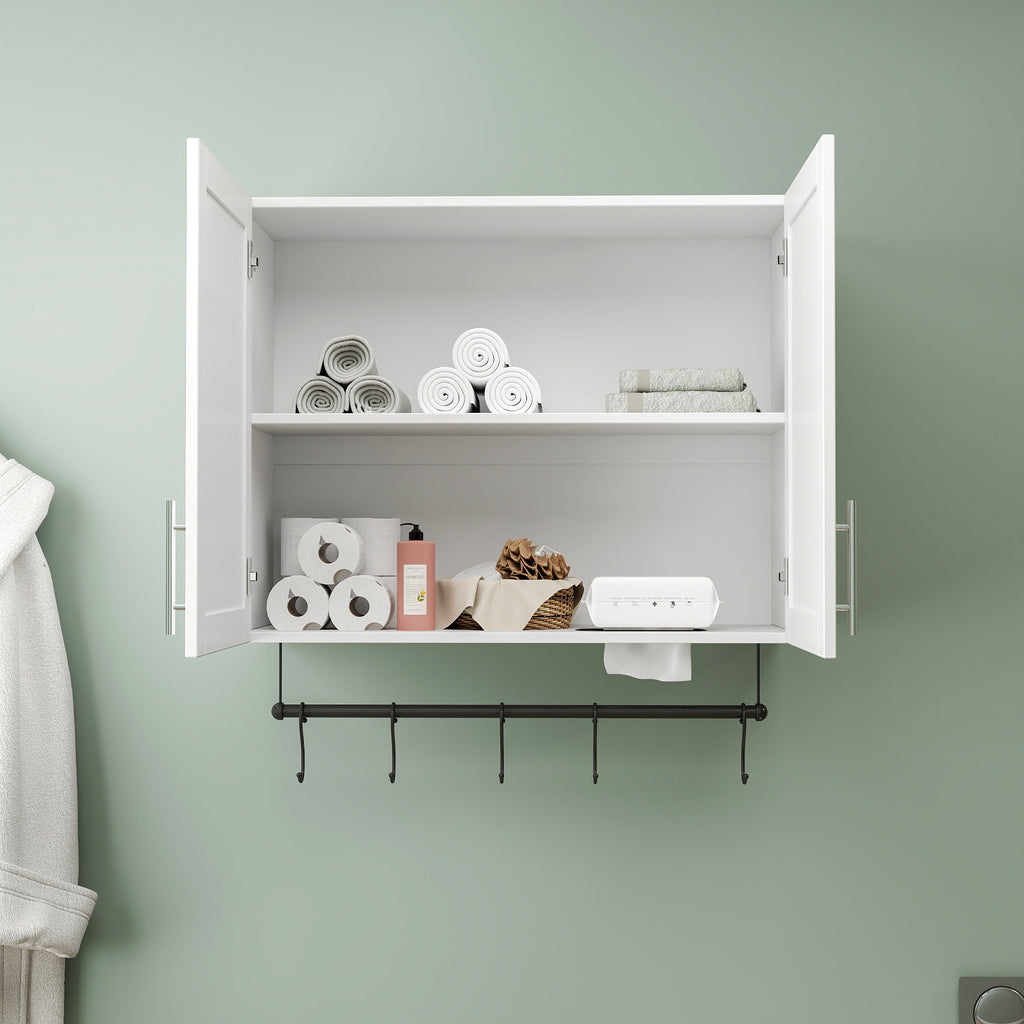 Bathroom Wall Cabinet with Adjustable Shelf and Towel Bar