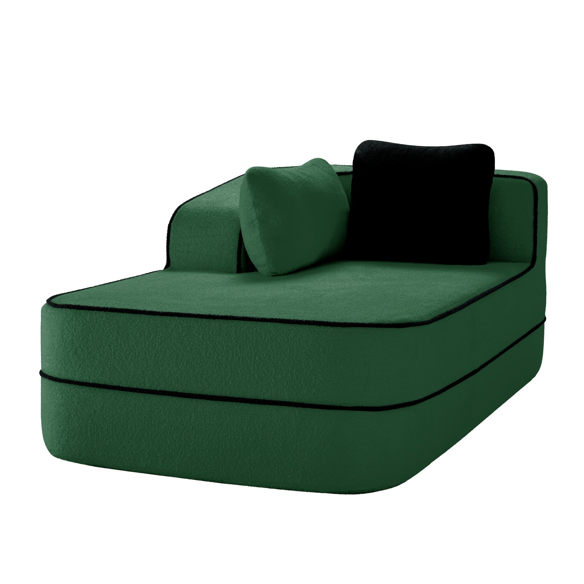 Elysees Left Chaise Sofa with Pillows Teddy Fabric - Green