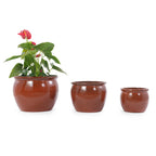 Handmade Rust-Red Ceramic Plant Pots Set of 3