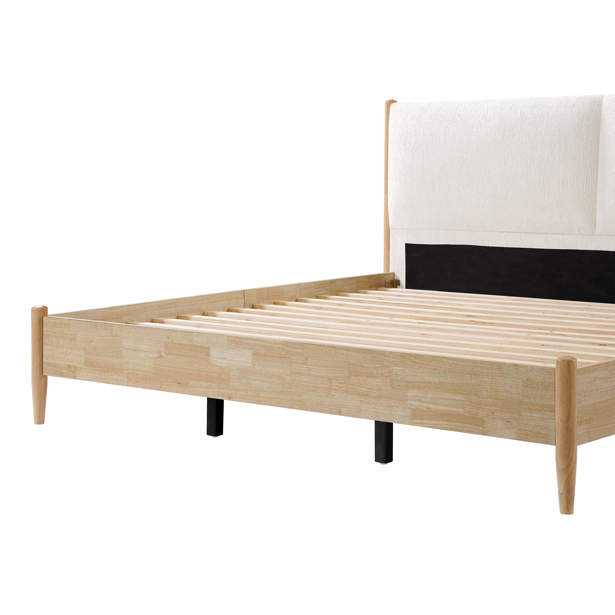 King Bed Frame with Upholstered Headboard