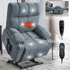 Grey Dual Motor Infinite Position Up to 350 LBS Chenille Power Lift Recliner Chair