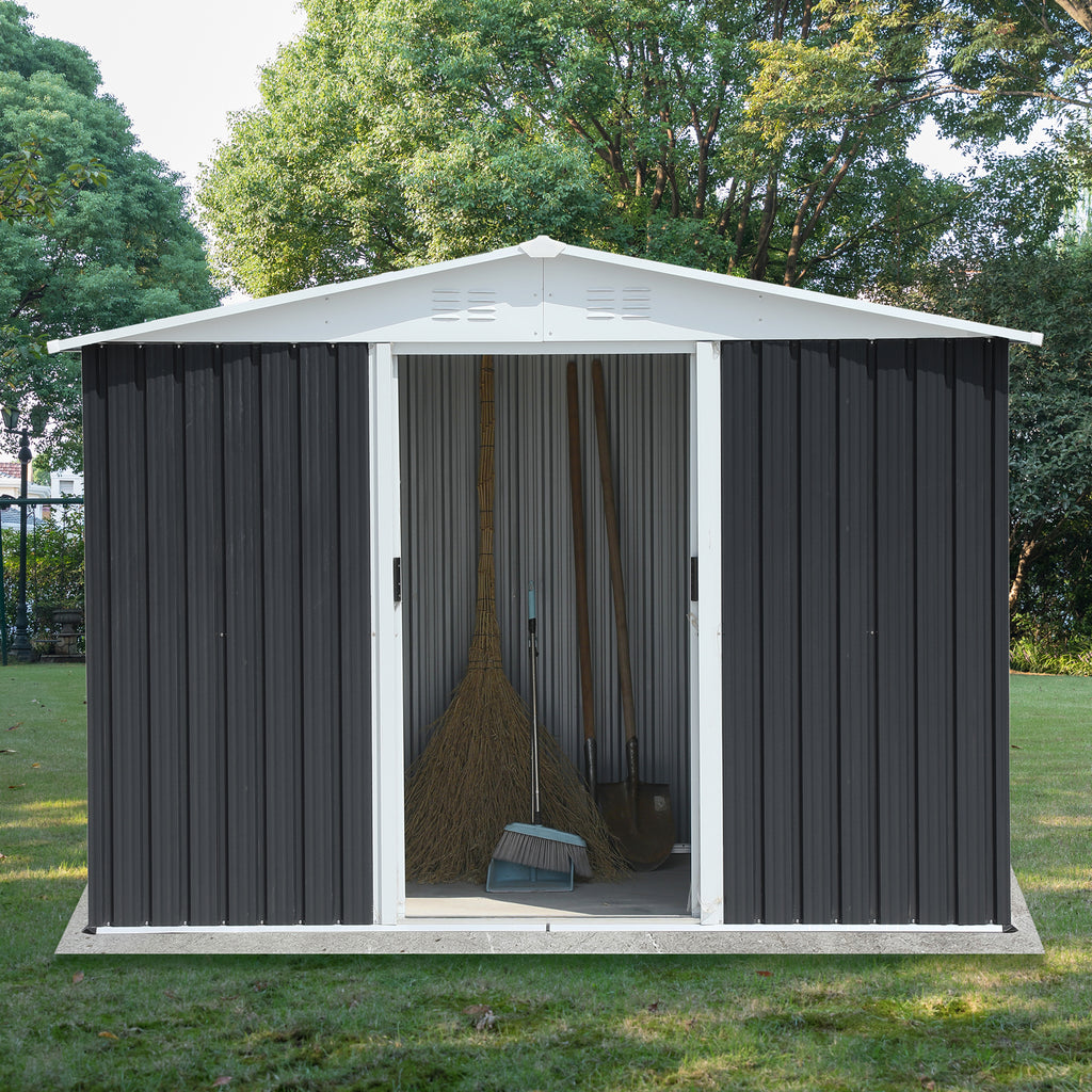 8x6 Feet Apex Roof Dark Metal Garden Storage Shed