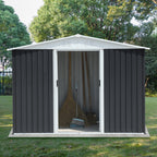 8x6 Feet Apex Roof Dark Metal Garden Storage Shed