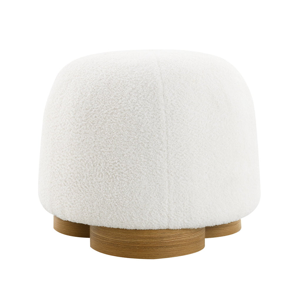 Fully Assembled Round Soft Teddy Fabric Upholstered Ottoman