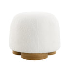 Fully Assembled Round Soft Teddy Fabric Upholstered Ottoman