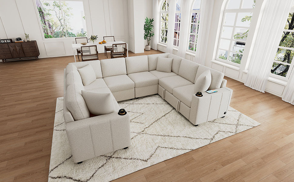 108.7" Sectional Sofa Convertible Pull-out Bed