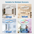 19.7" RGB Flush Mount Ceiling Fan with Light