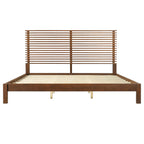 Premium Solid Wood King Size Bed Frame with Headboard - Walnut Color