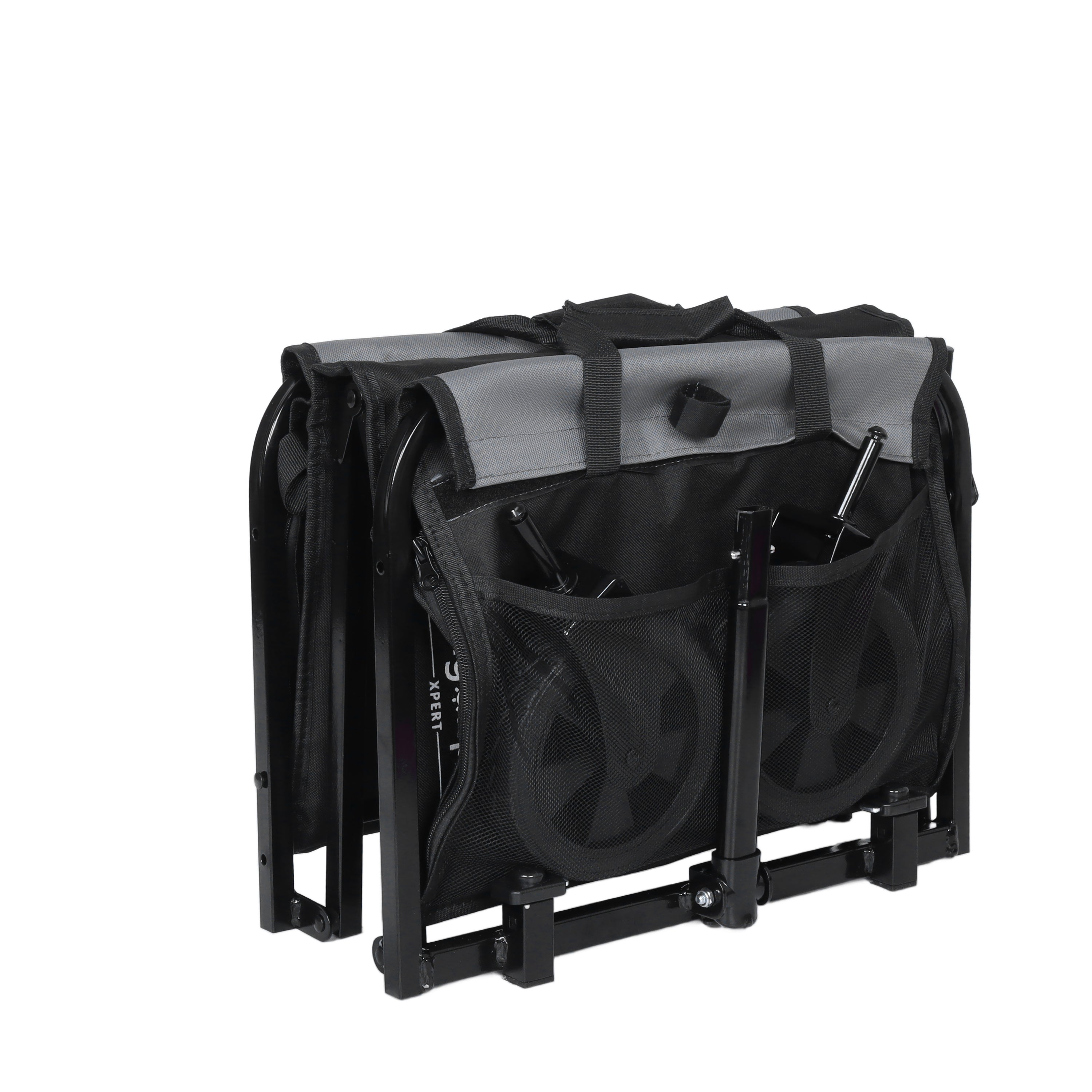 All-in-One Convertible Folding 4-Wheel Trolley with Bench Seat and Dog Leash