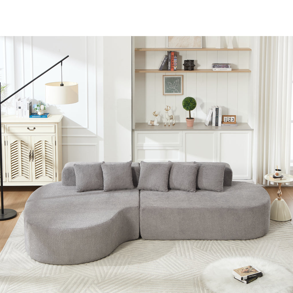 Boneless L-Shape Sectional Curved Sofa with Pillows