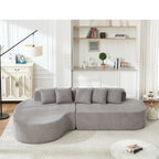 Boneless L-Shape Sectional Curved Sofa with Pillows
