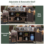 K&K Outdoor Kitchen Island, Rolling Bar Cart & Storage Cabinet
