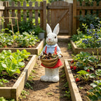 Whimsical Hand-Painted Garden Rabbit Statue