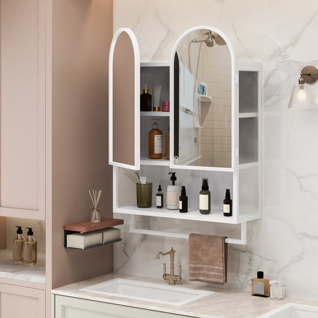23.62" Modern Double-Arched Mirror Cabinet