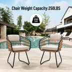 Outdoor Wicker Dining Chairs Set of 2, Patio Dining Chairs with Cushions