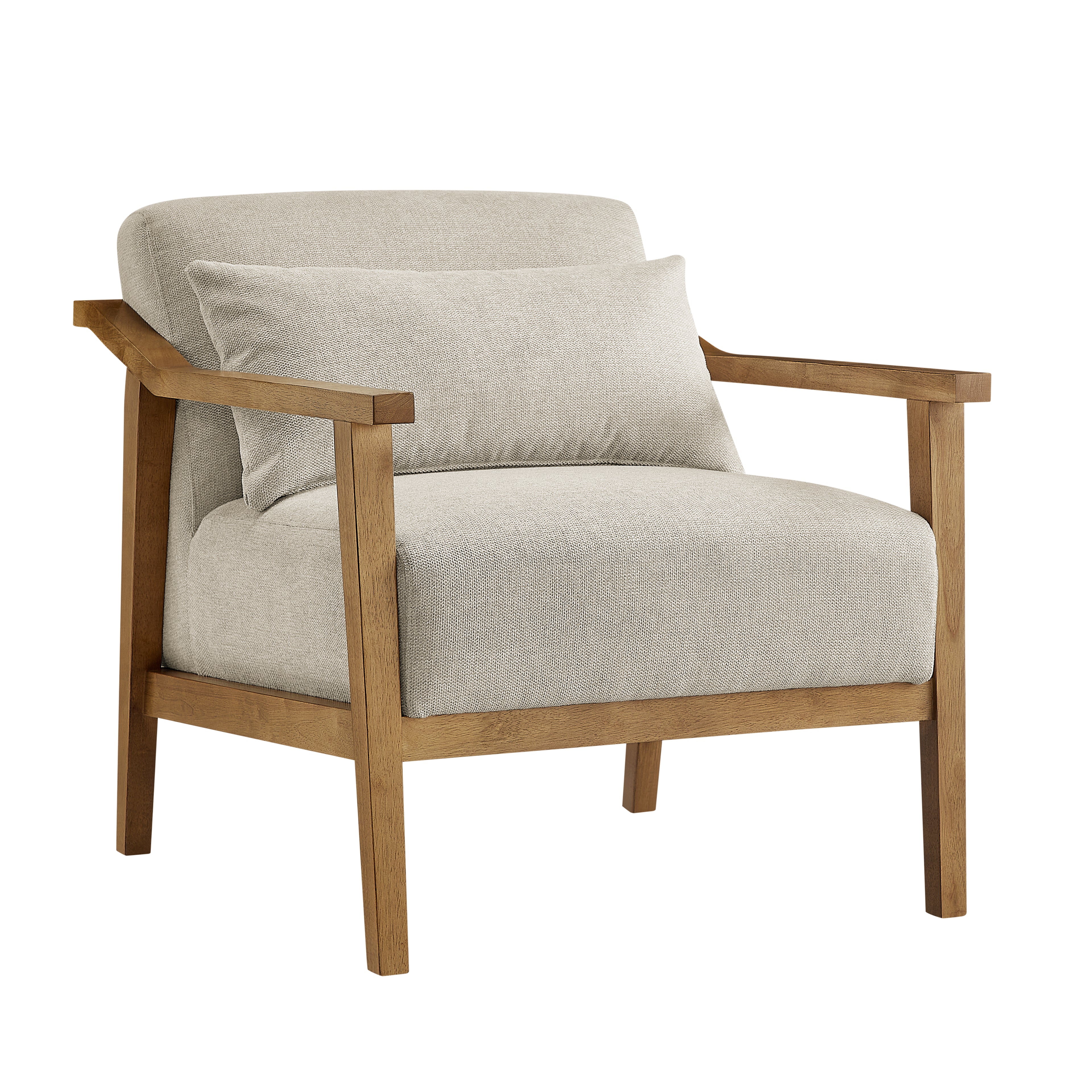 Reagan Wood Arm Accent Chair with Lumbar Pillow