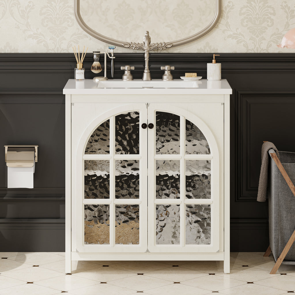 30 Inches Bathroom Vanity with Ceramic Sink