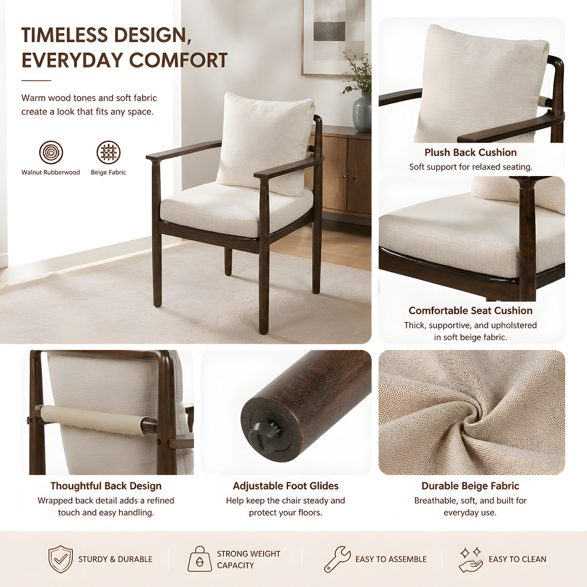 Mid-Century Modern Dining Chairs Set of 2