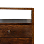 Classic Chestnut Nightstand, 2-Drawers, 1 Open-Slot, Nordic Legs