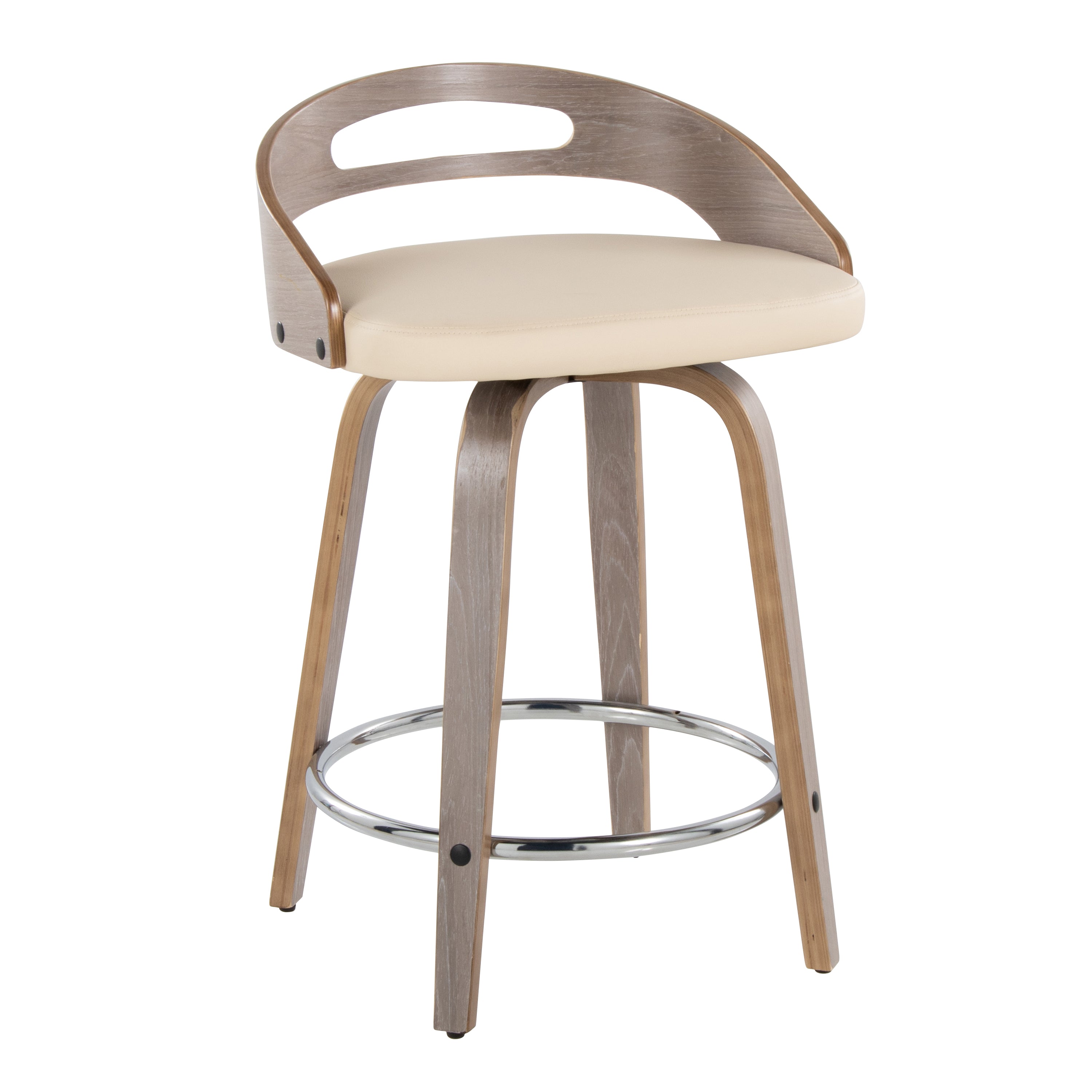 24" Mid-Century Modern Fixed-Height Counter Stool with Swivel in Light