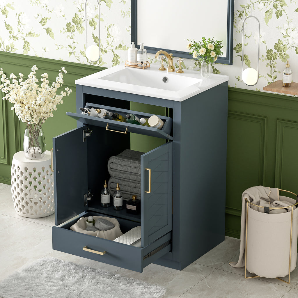 24" Bathroom Vanity with Integrated Ceramic Sink