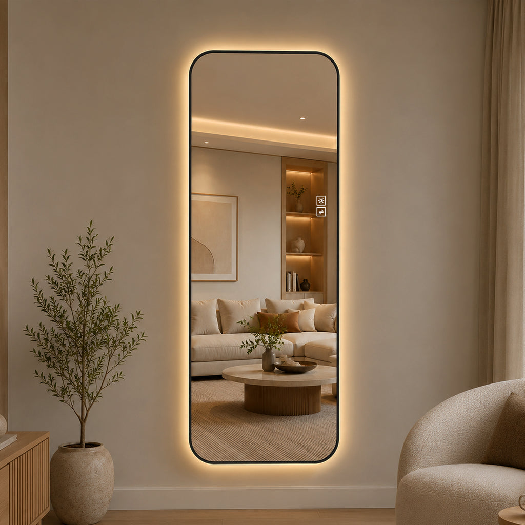 65" x 24" Oversized Backlit Rectangular LED Full Length Mirror