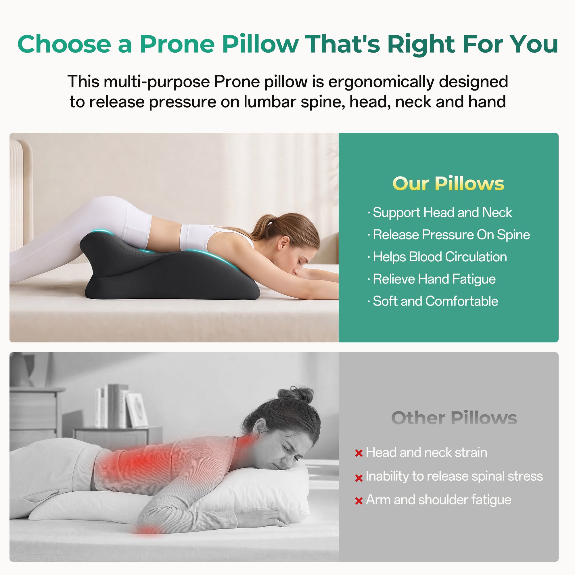 Ergonomic Memory Foam Support Pillow for Couples