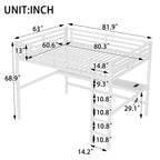 Metal Queen Size Loft Bed with Power Outlet and LED Lighting