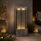 Outdoor Water Fountain with Cascading Lights