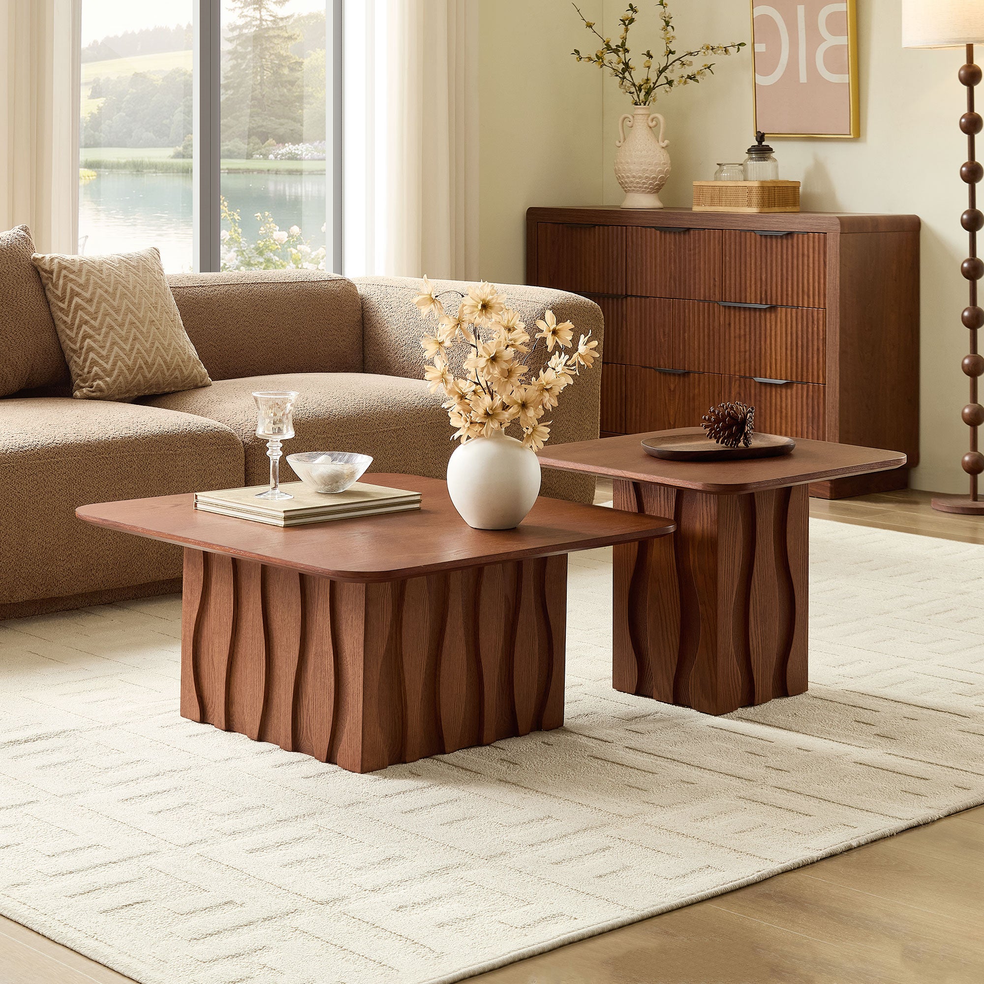 2-Piece Nesting Square Coffee Table Set