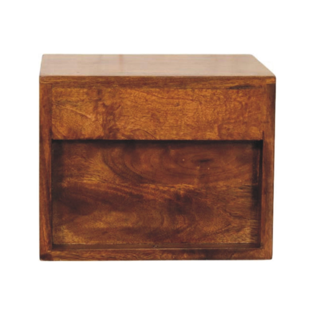Solis Chestnut Nightstand - Wall-Mounted, 2-Drawers
