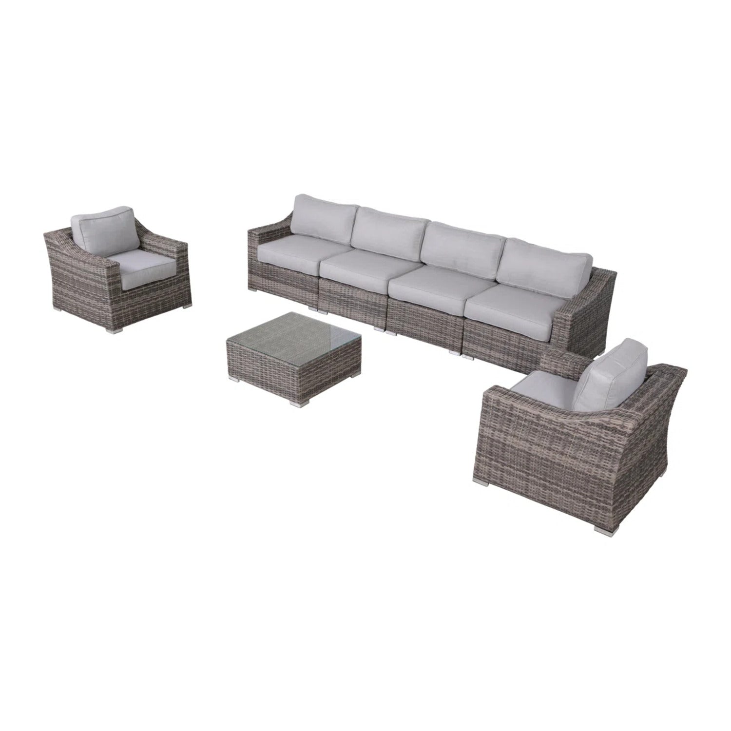 LSI Fully Assembled Outdoor Wicker Seating Group for 6 with Cushions