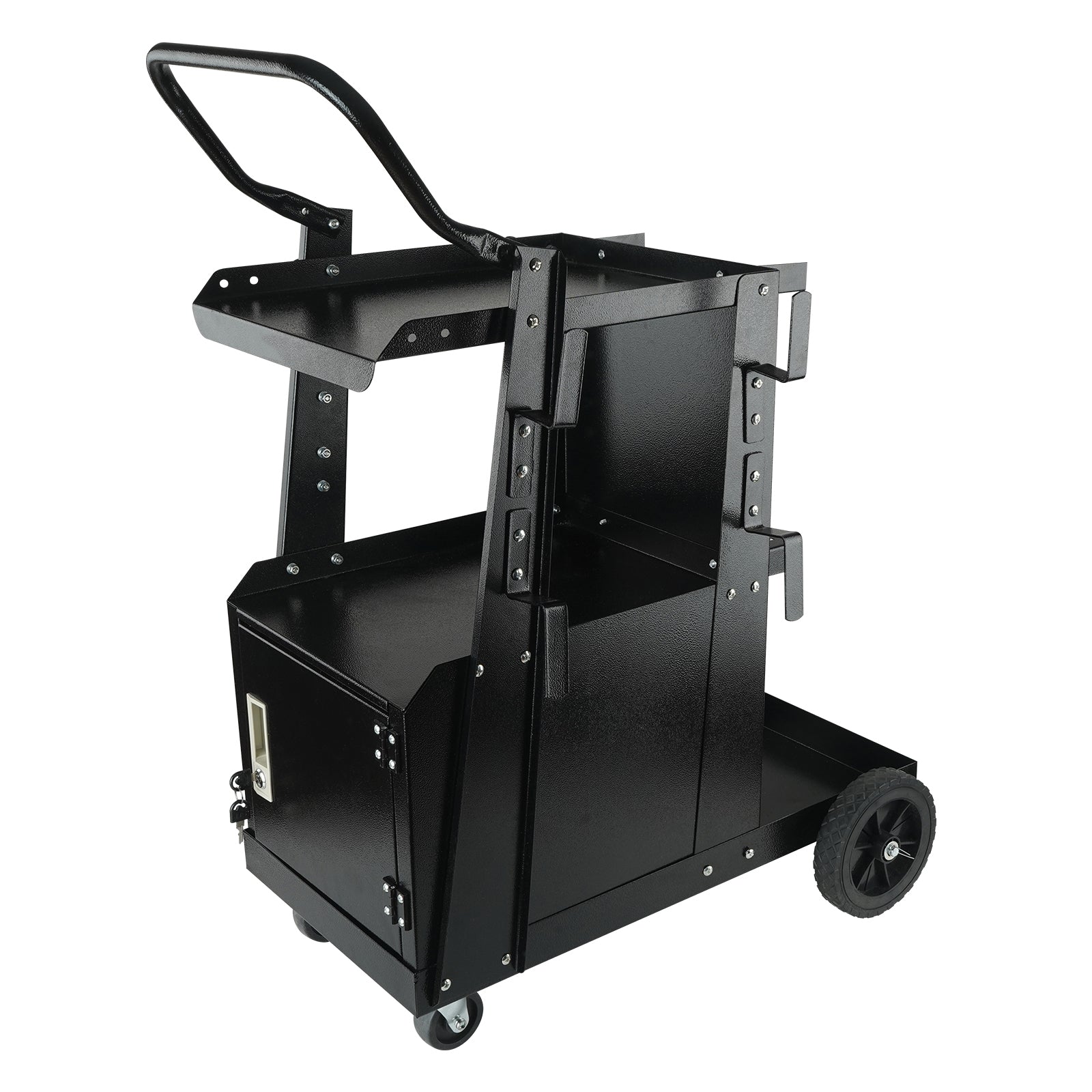 2-Tier Heavy Duty Welding Cart with Anti-Theft Lockable Cabinet