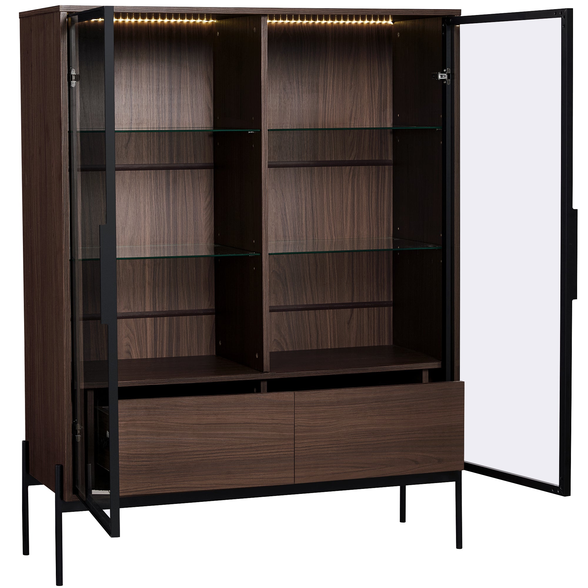 51.2'' Freestanding Display Cabinet with 2 Storage Drawers