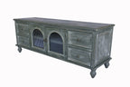 60" Farmhouse TV Stand with 4 Drawers & 2 Glass Doors