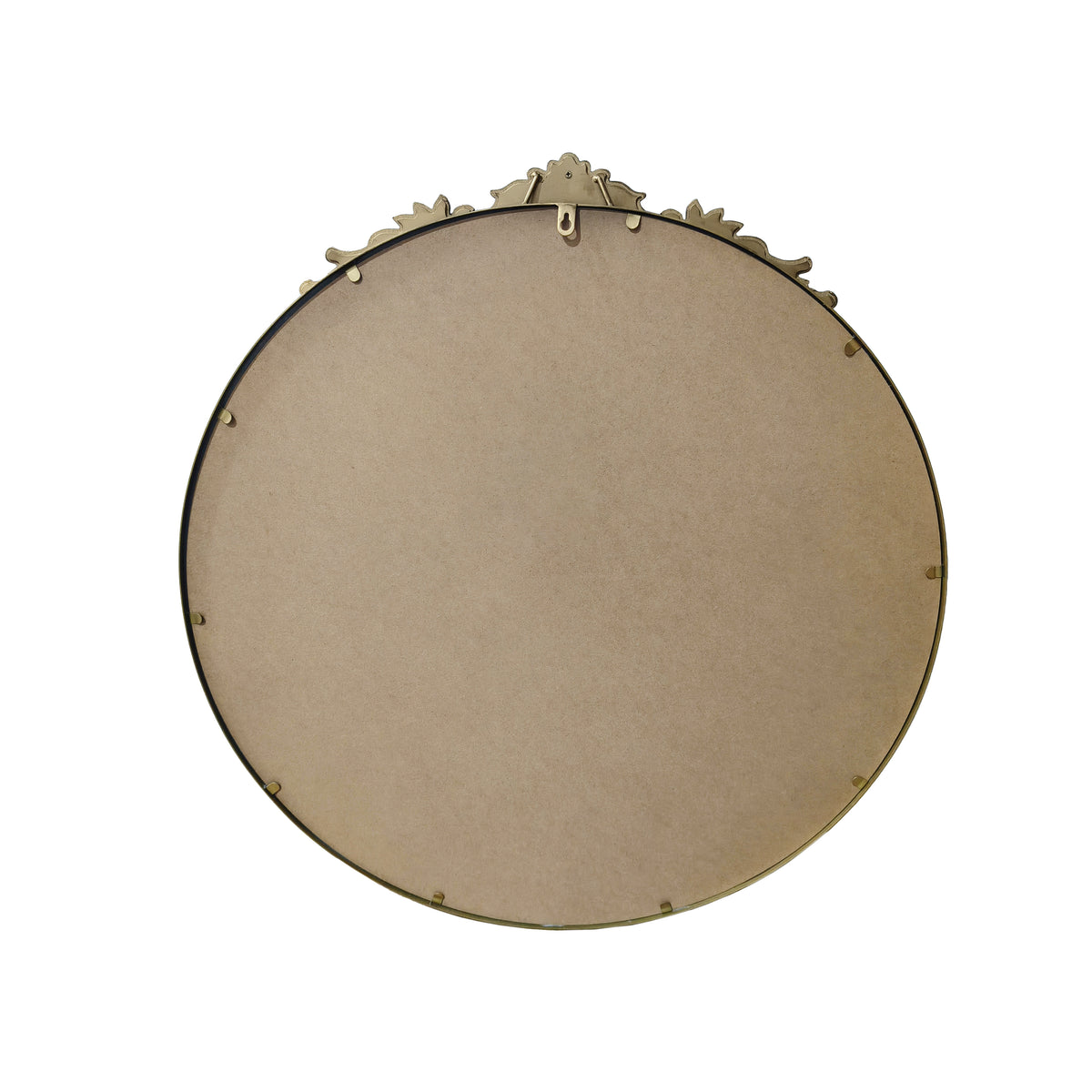 33.27-Inch Round Vintage Relief Mirror Wall Hanging, Antique Gold