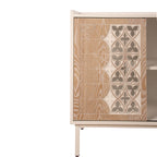 Sicotas Mid Century Sideboard Storage Rustic Sliding Door Solid Wood Cabinet