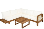 Outdoor 4pc Acacia Wood Sectional Patio Sofa Set