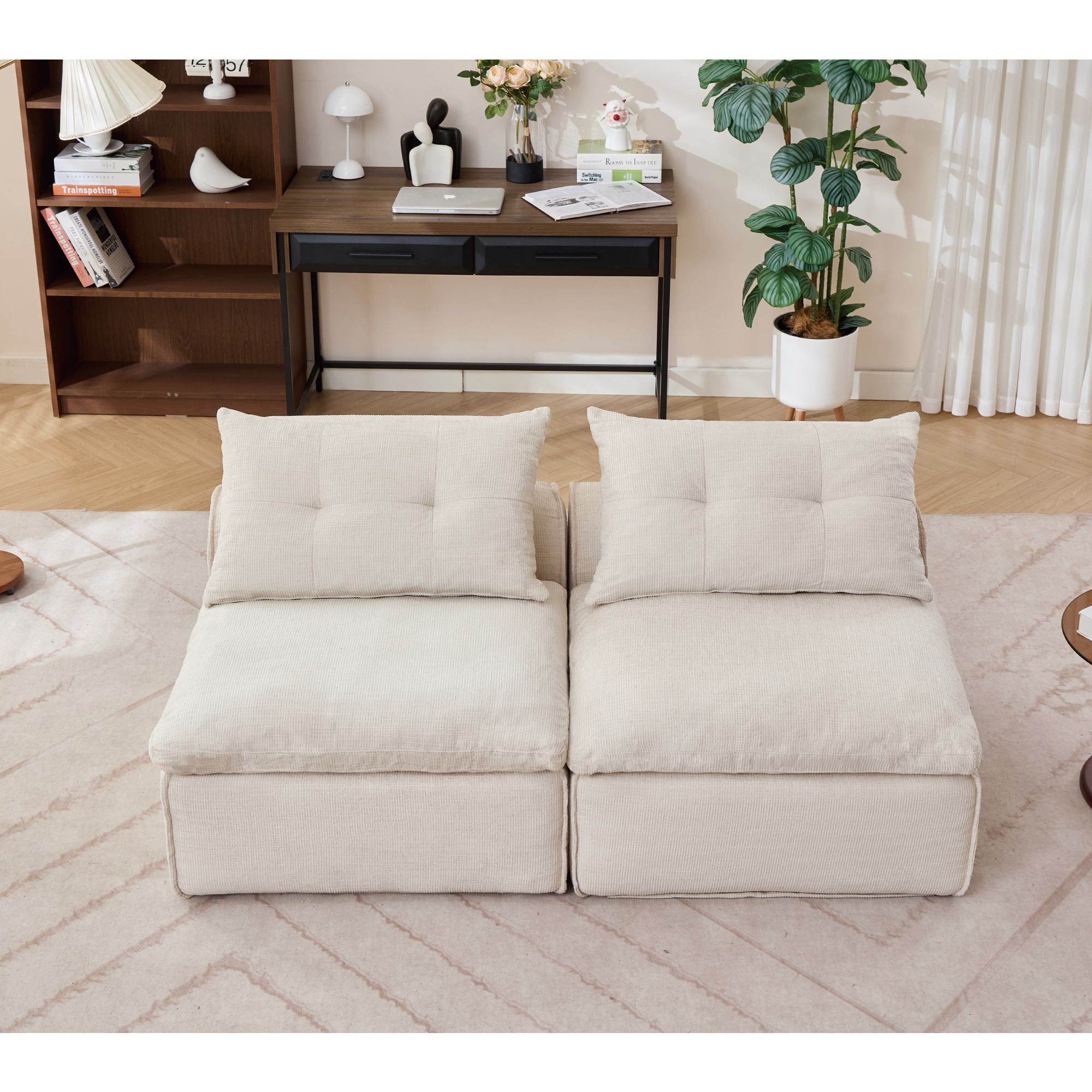 Modular Sofa with Neck and Lumbar Pillows