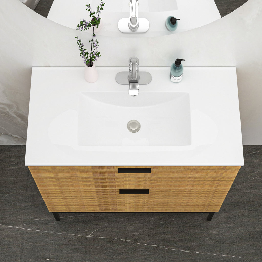 36"x18" White Rectangular Single Vanity Top