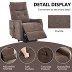 Brown Chenille Single Motor Power Lift Recliner Chair