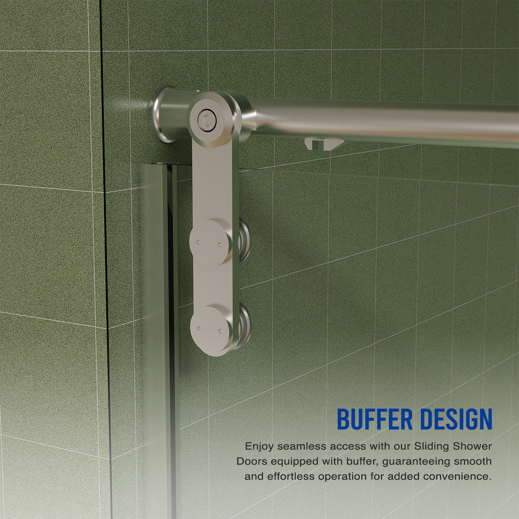 56"-60"W x 70"H Frameless Shower Door with Towel Bar