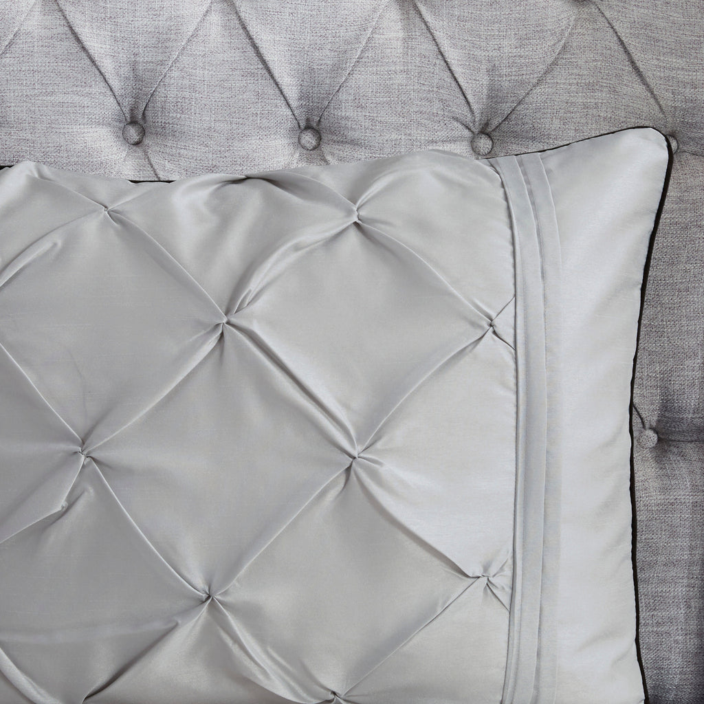 7-Piece King 100% Polyester Pieced Pleated Tufted Comforter Set
