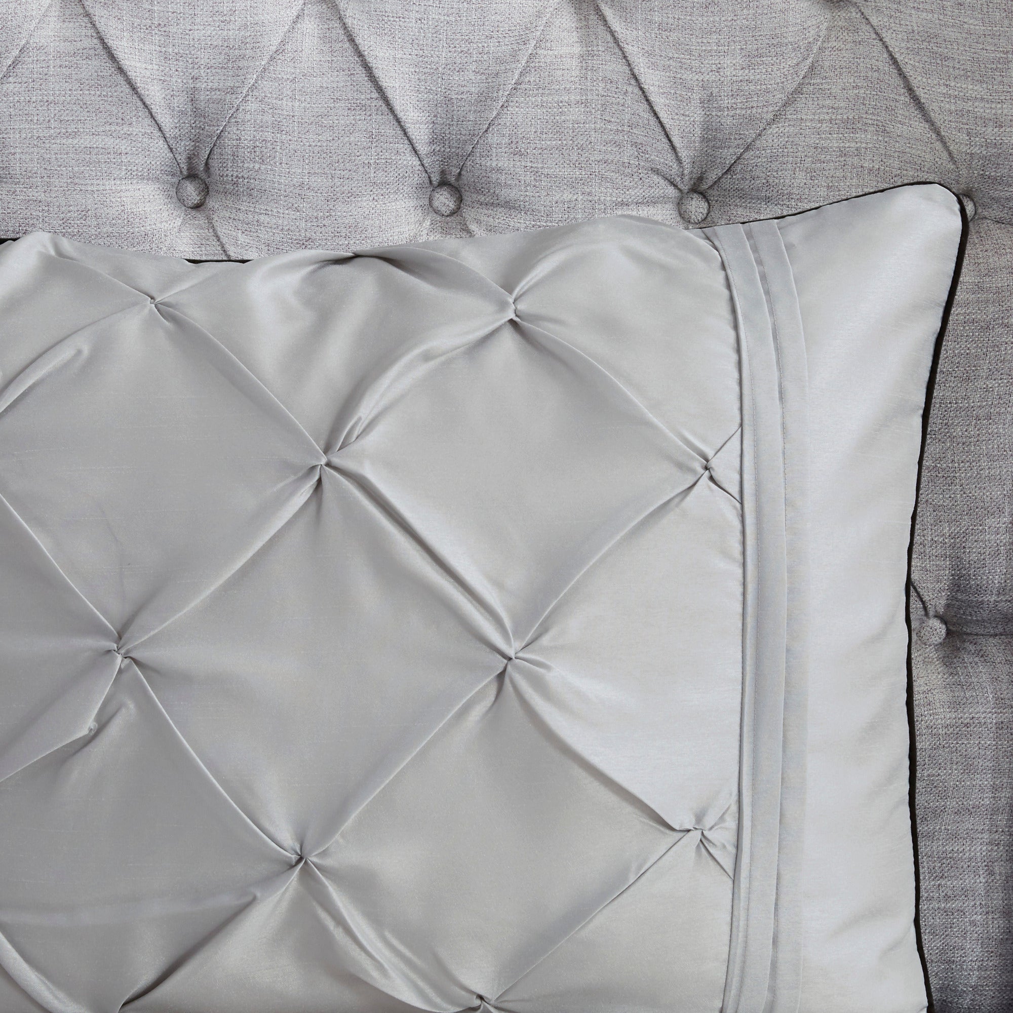 7-Piece King 100% Polyester Pieced Pleated Tufted Comforter Set