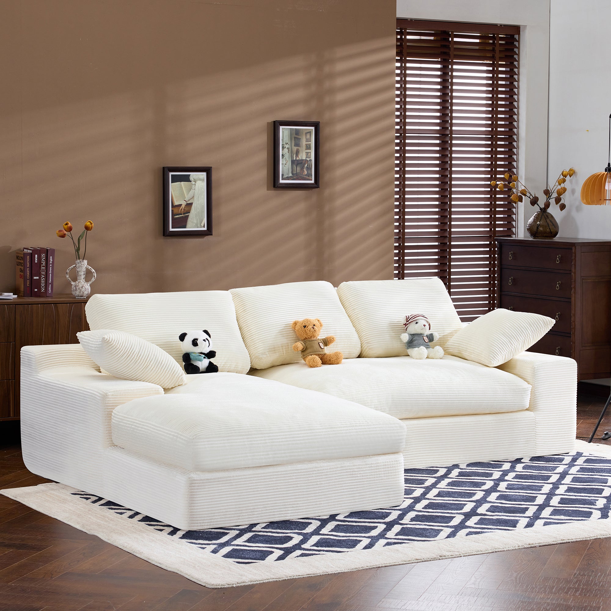 White Corduroy Compressed Sofa