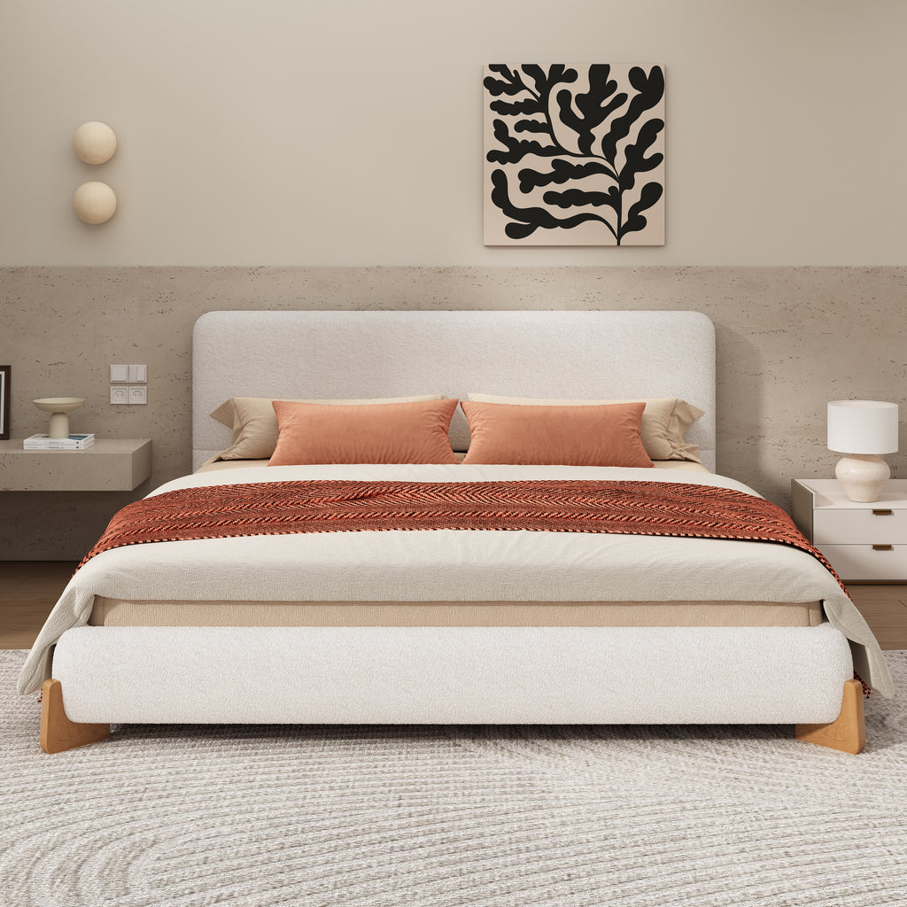 Elegant Boucle Upholstered Bed
