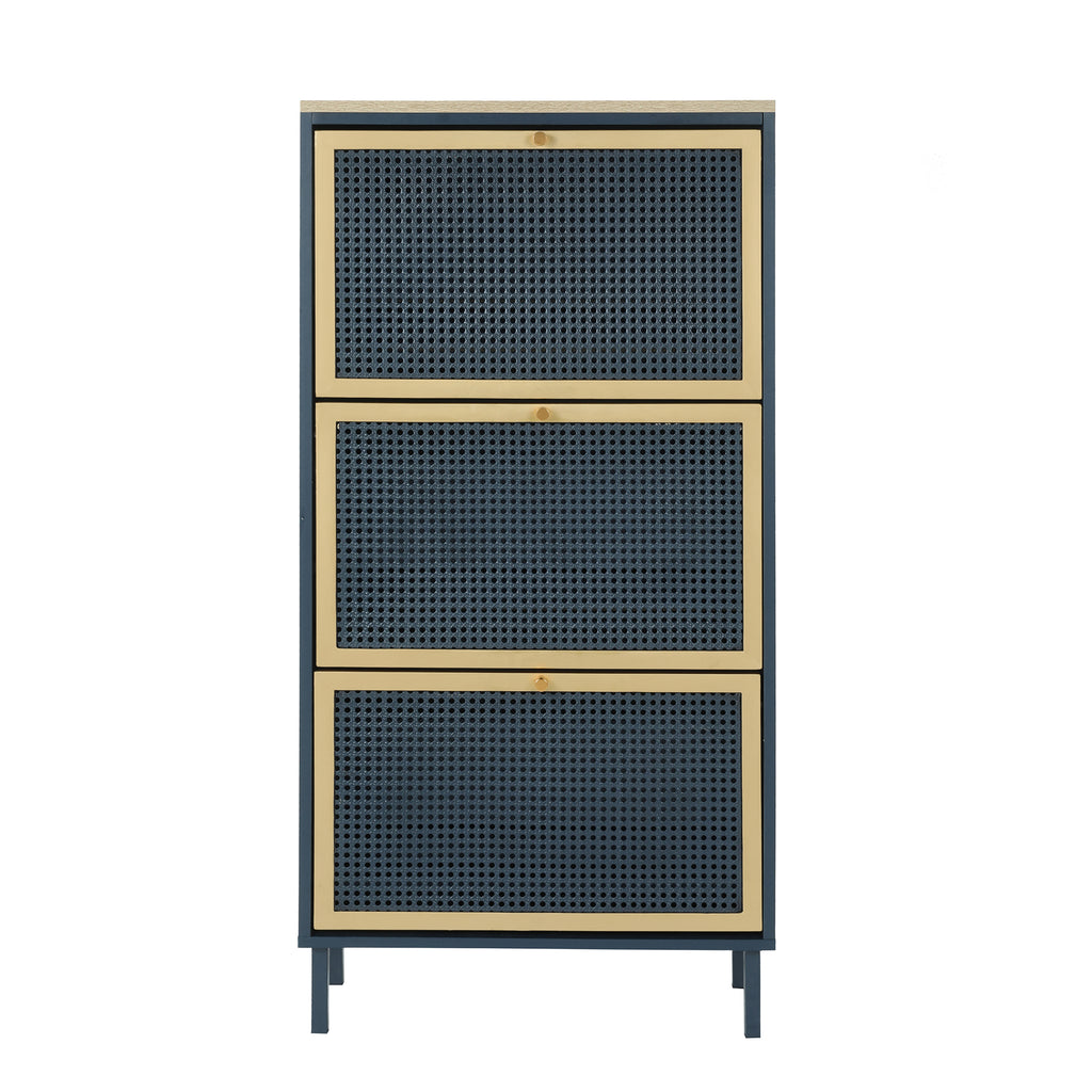 3 Metal Door Shoe Rack - Freestanding Modern Shoe Storage Cabinet