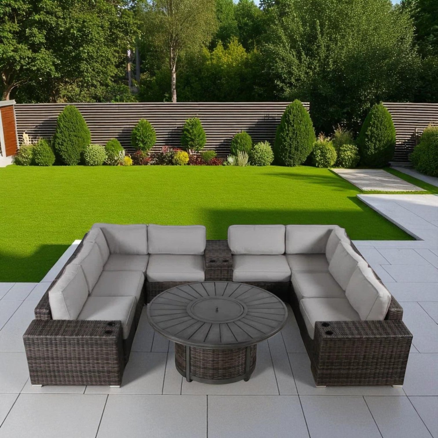 6-Person Wicker Patio Seating Group with Cushions – No Assembly Required