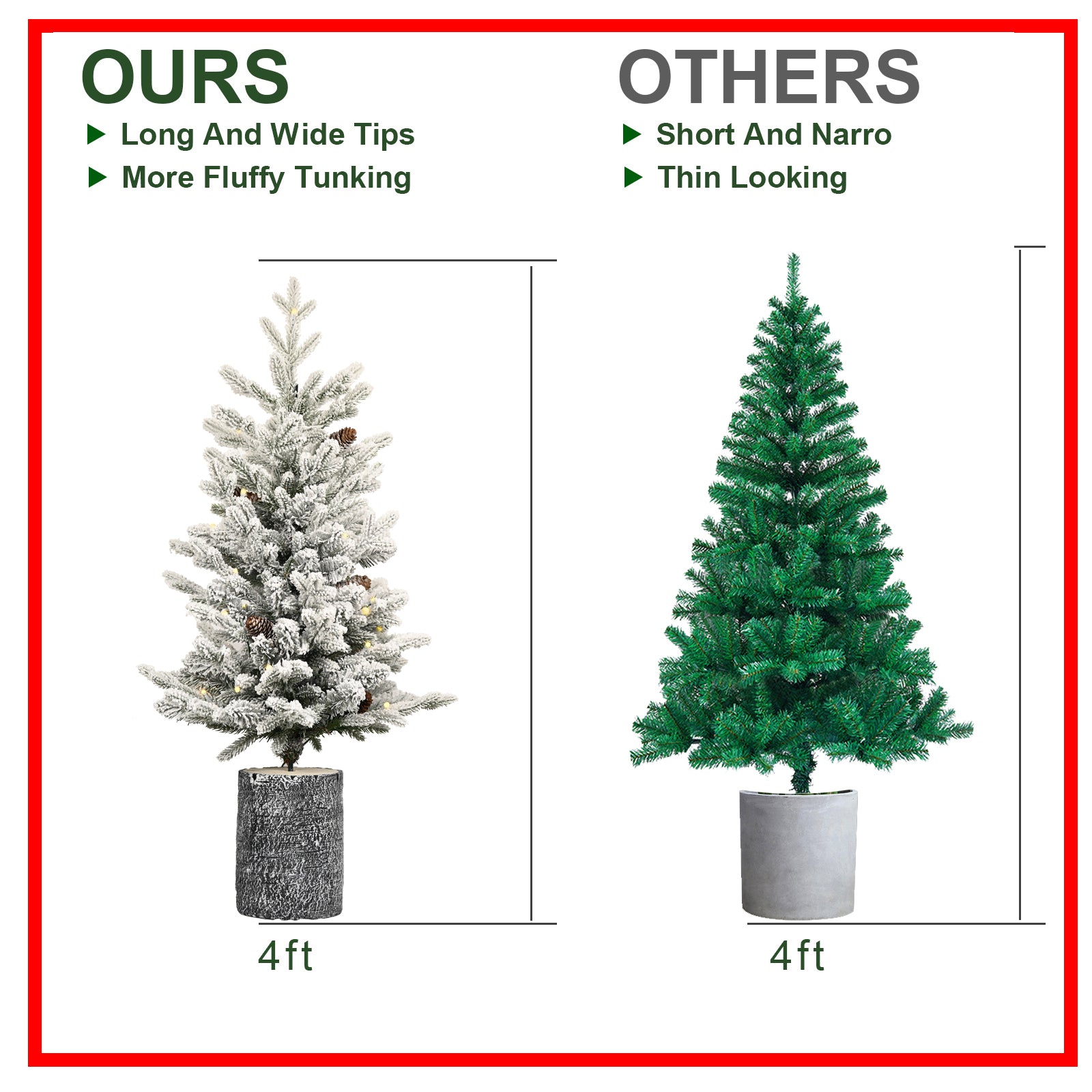 2FT Flocked Christmas Tree with Pot Base