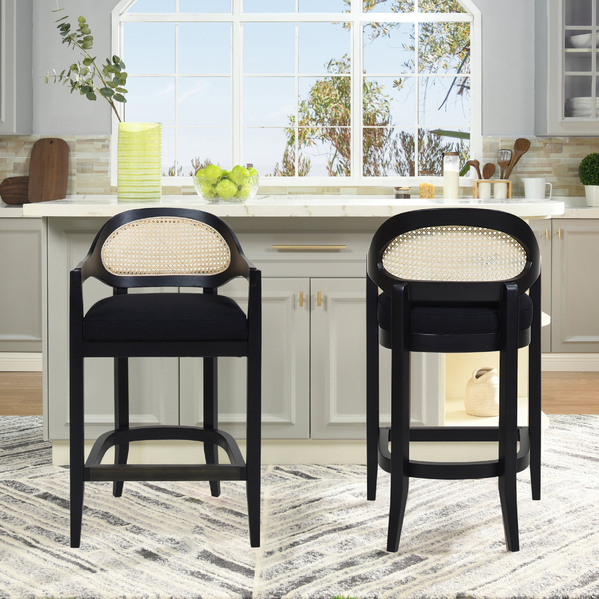 Americana Mid-Century Modern 26" Cane Back Counter Stool